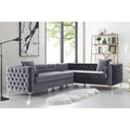 Grey Velvet Corner Sectional Sofa H37933