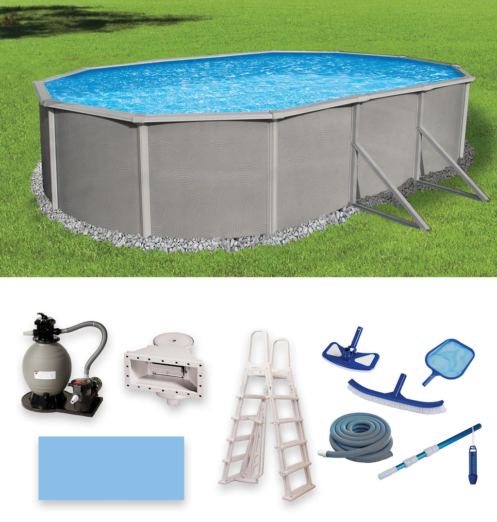 12-ft x 24-ft Oval 52-in Deep Metal Wall Swimming Pool X6258