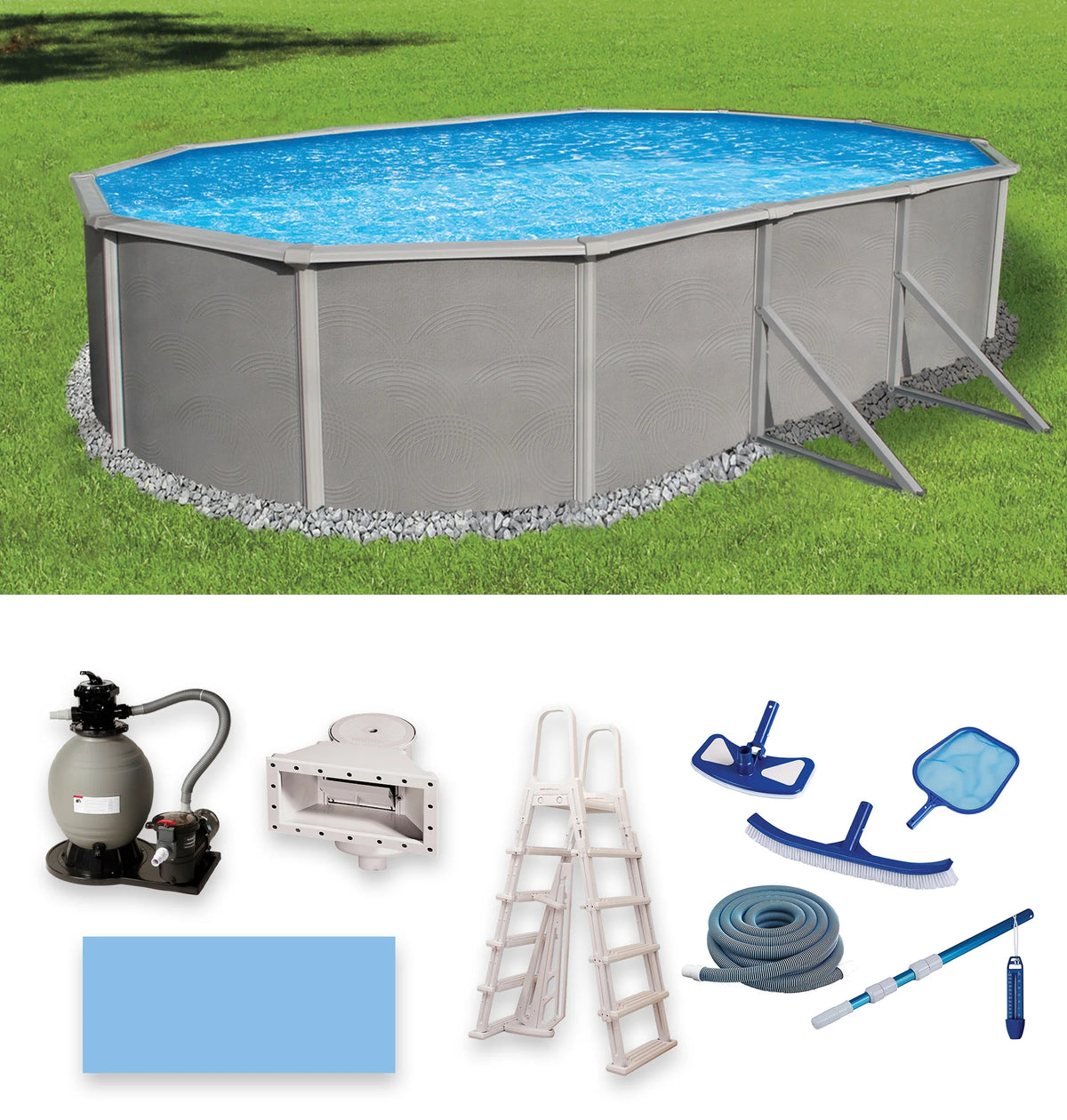 12-ft x 24-ft Oval 52-in Deep Metal Wall Swimming Pool X6258