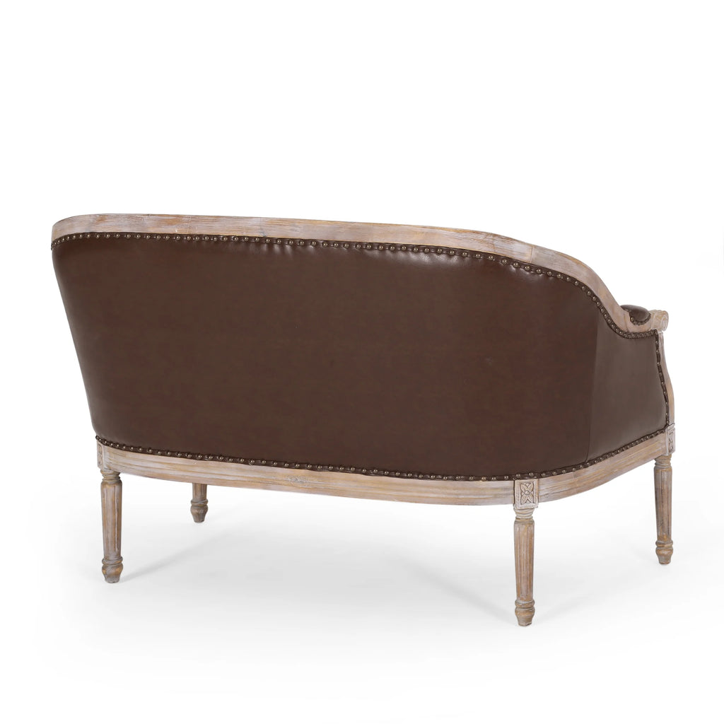 Dark Brown Faux Leather Loveseat H4562