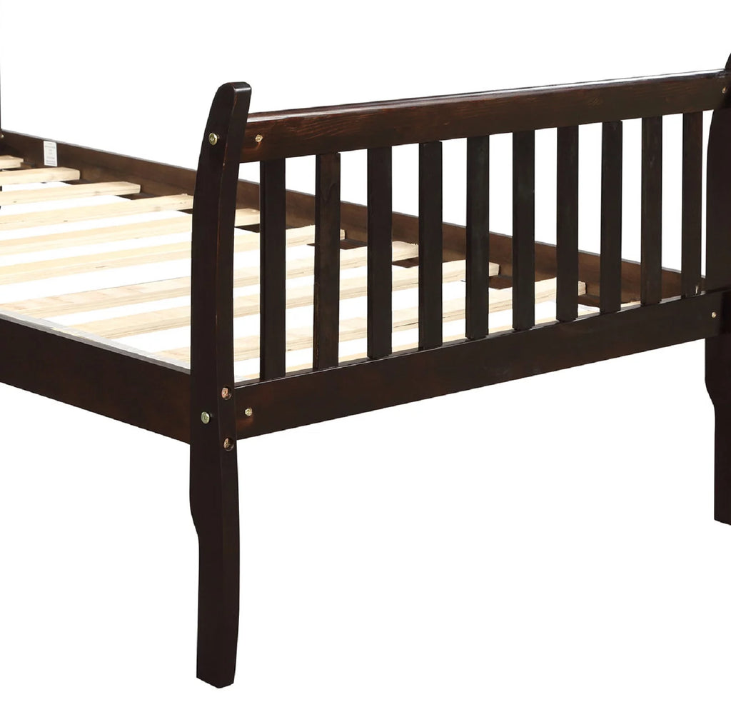 Twin Size Espresso Wood Platform Bed Frame with Headboard X904102
