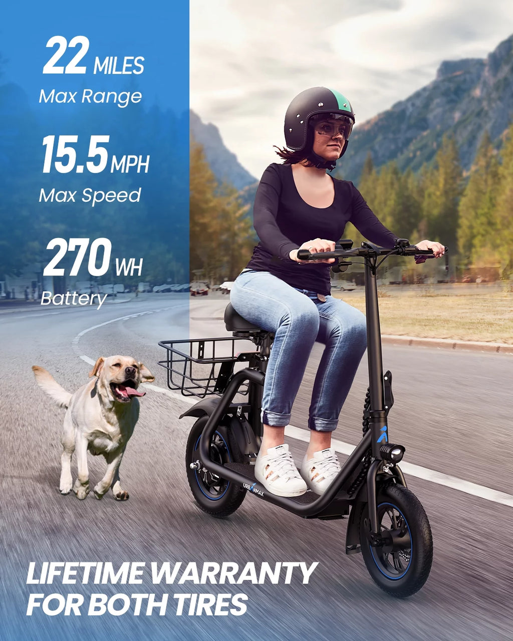 450W 36V Foldable Electric Scooter with Seat Basket 12 in Off-Road Tires Black Q538202