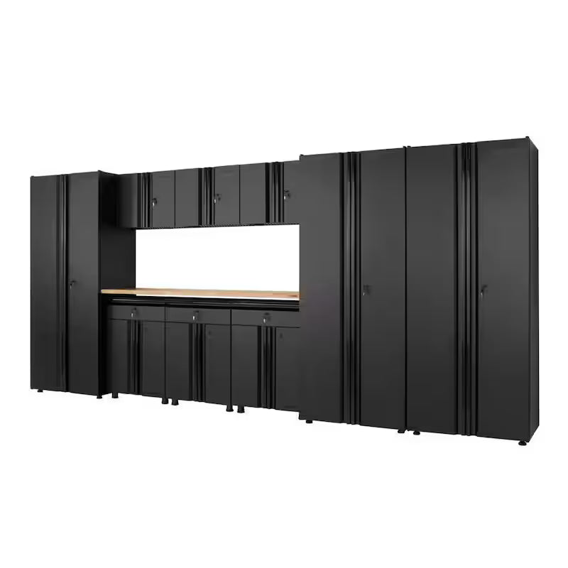 10-Piece Welded Steel Garage Storage System in Black D28461