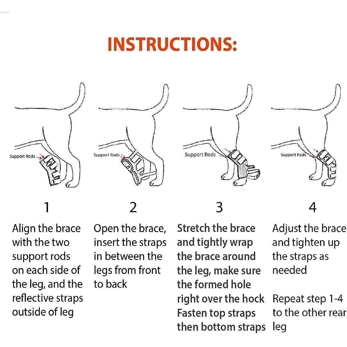 3-in-1 Long Rear Leg Support Dog Splint Braces B411404