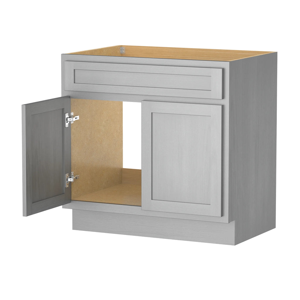 30 Inch Double Shutter Door Bathroom Vanity Base Cabinet with Soft Closing Drawer O2046