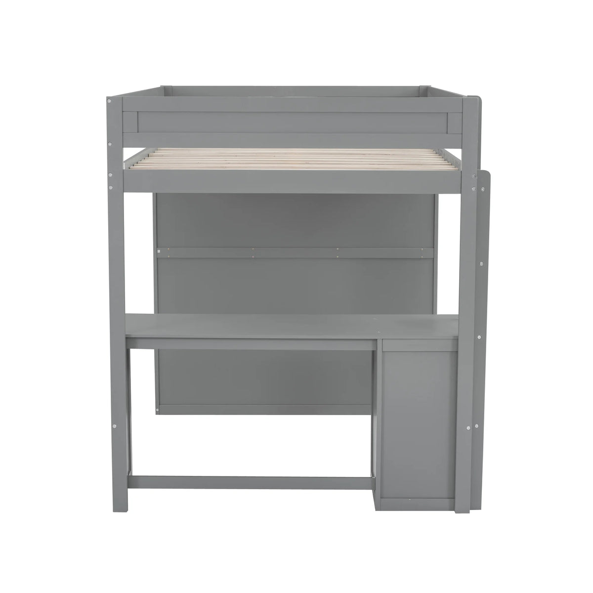 Wood Full Size Loft Bed with Storage Desk, Drawers and Wardrobe V102