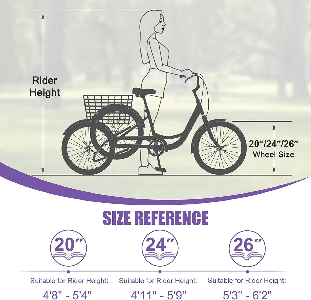 24 26 inch 7 Speed Adult Tricycle with Rear Basket O798395