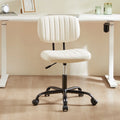 White PU Leather Low Back Task Chair with Wheels A528
