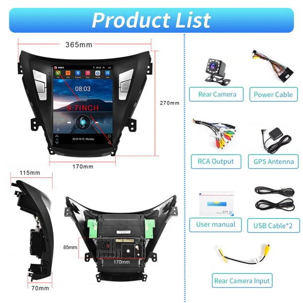 2G+64G 9.7'' Touchscreen Car Stereo Radio with Backup Camera H117