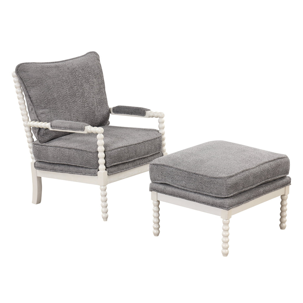 Velvet Accent Chair with Ottoman D95472