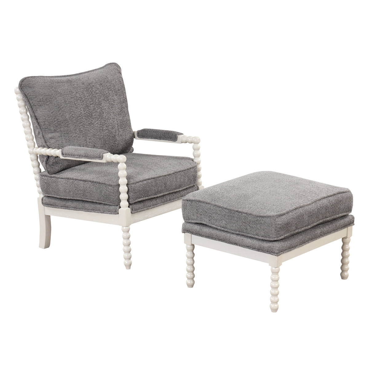 Velvet Accent Chair with Ottoman D95472