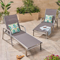 Adjustable Aluminum Chaise Lounges, Set of 2, Gray Mesh O1457