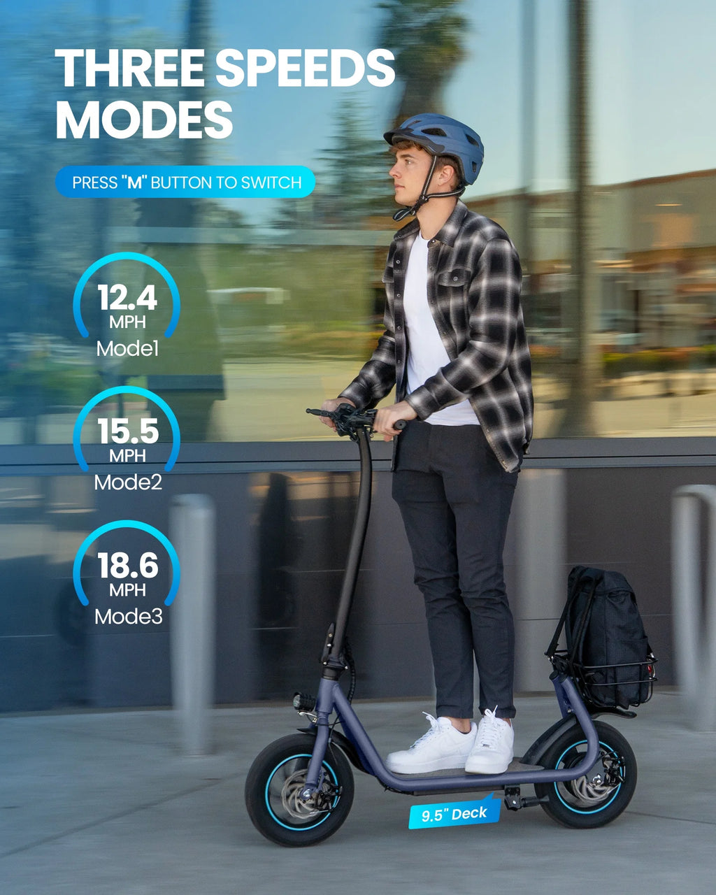 550W 12 inch Electric Scooter with Basket and Wide Deck K32509