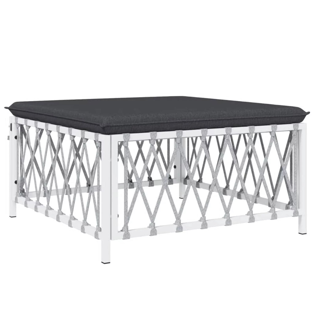 7 Piece Patio Set with Cushions White Steel K3933