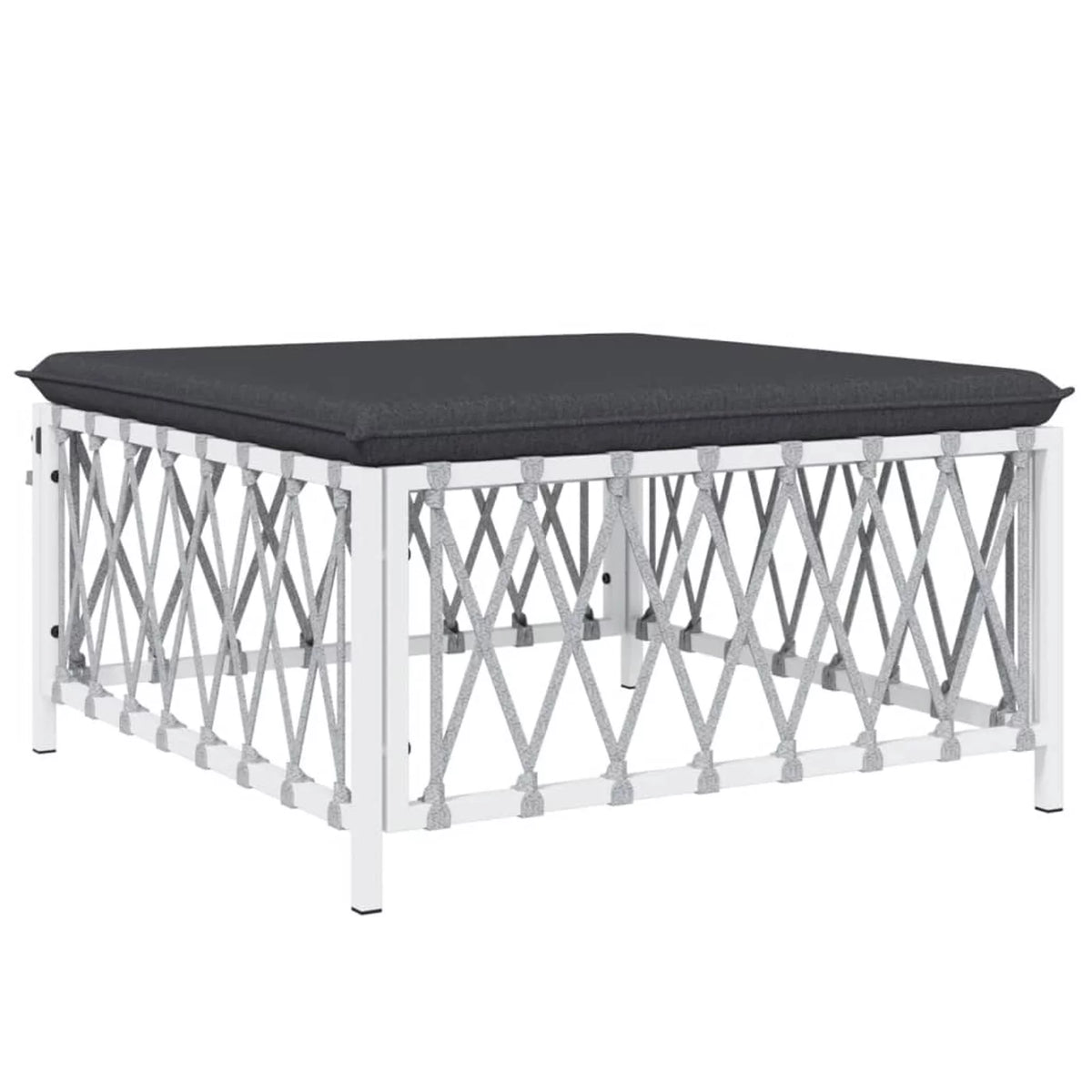 7 Piece Patio Set with Cushions White Steel K3933