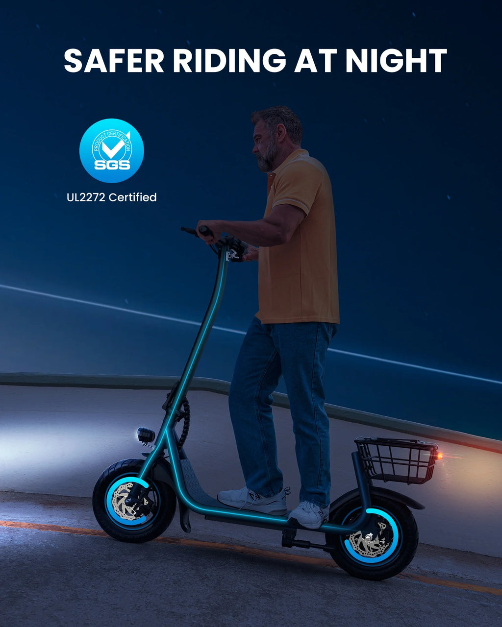 550W 12 inch Electric Scooter with Basket and Wide Deck K32509