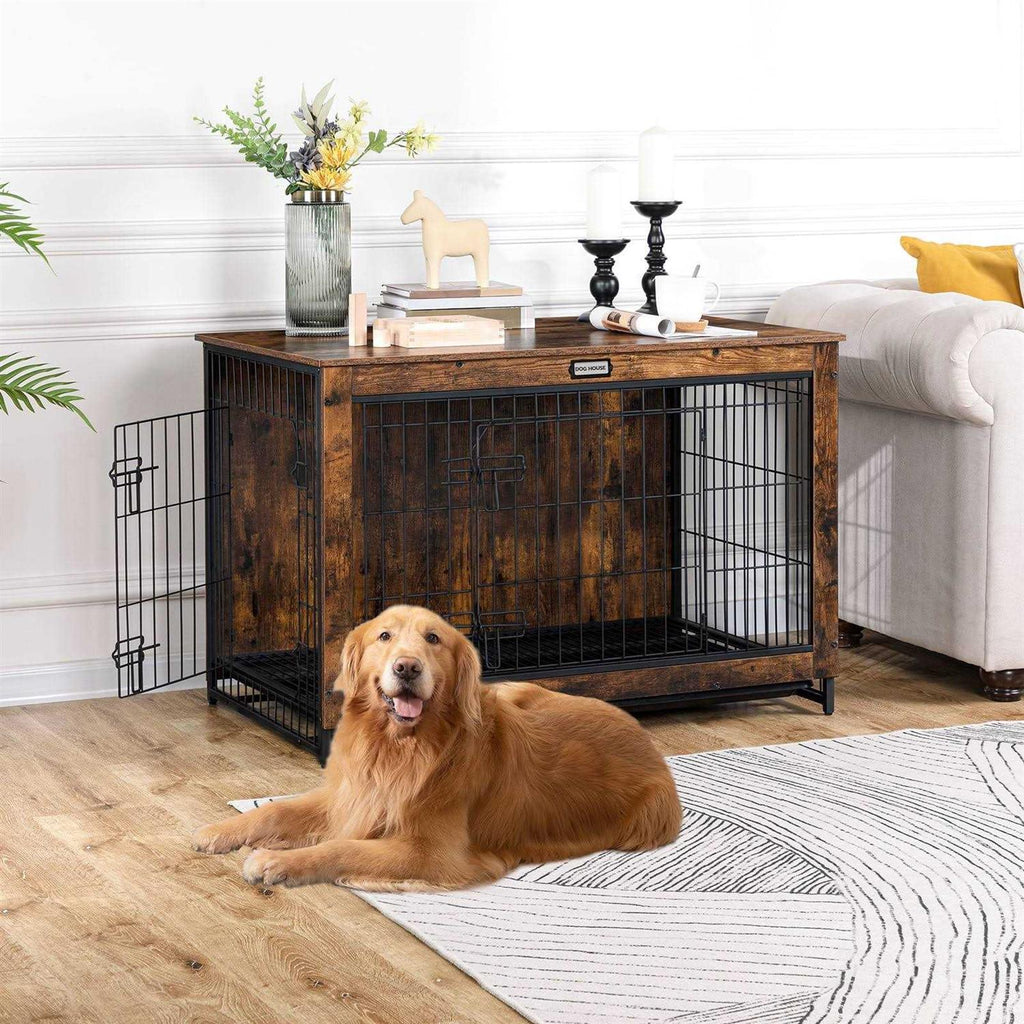 Large Wooden Dog Crate Furniture with Pull-Out Tray I973