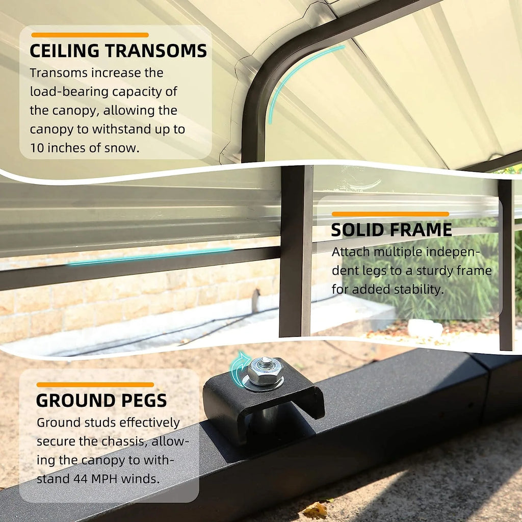 10 x 15 ft Galvanized Steel Carport Z936514