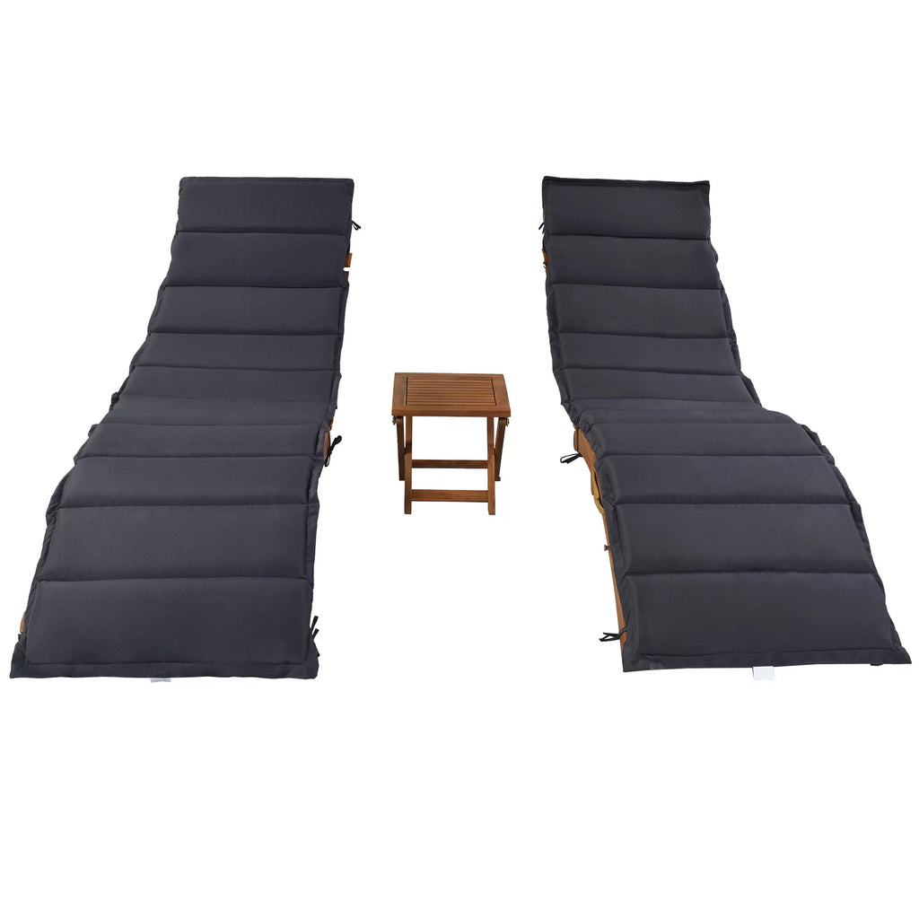 Portable Wood Chaise Lounge Set with Foldable Tea Table F520