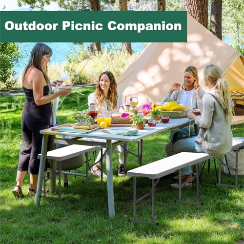 White 6ft Plastic Folding Bench 2 Pack H610214