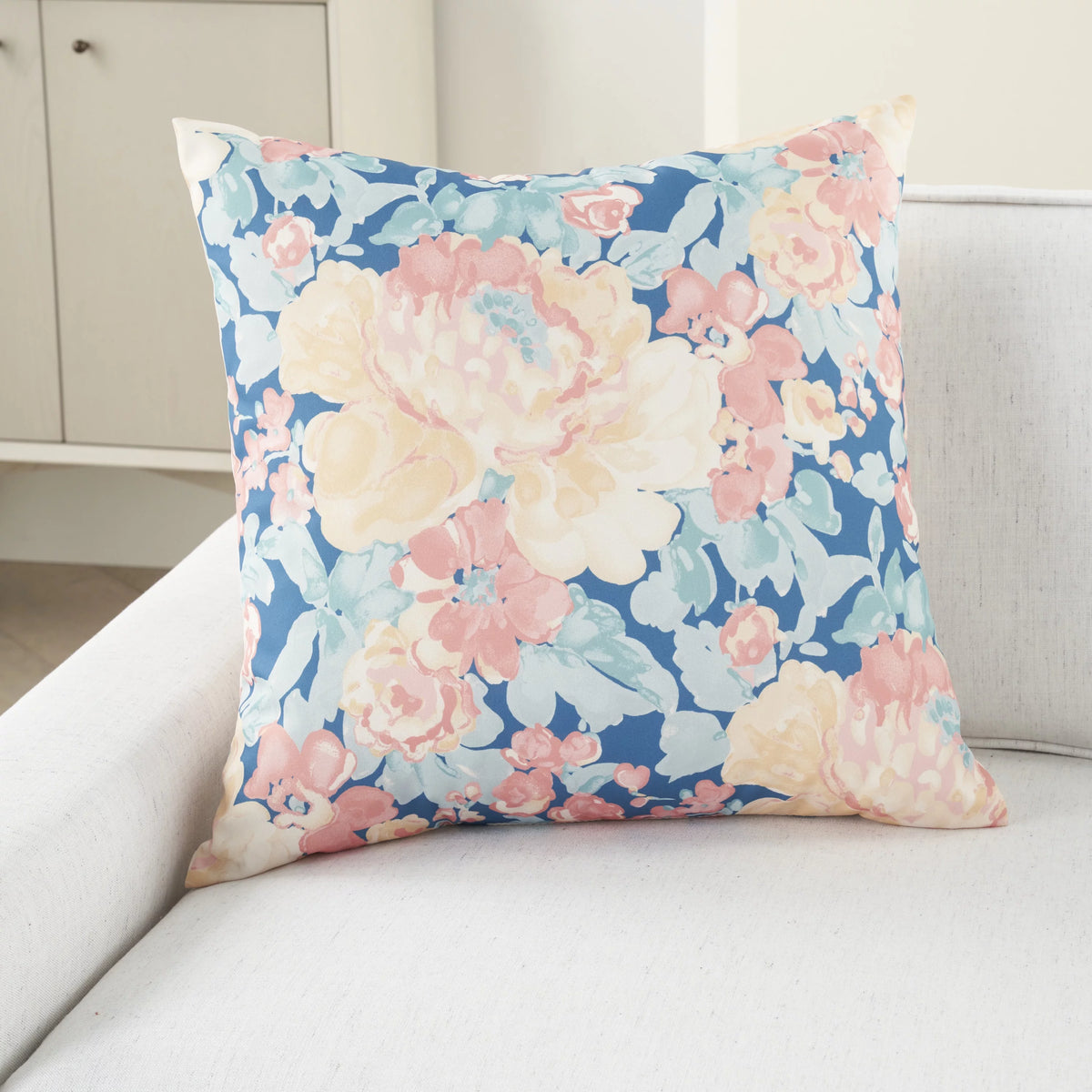 Blue Ivory Indoor Outdoor Washable Throw Pillow U3855