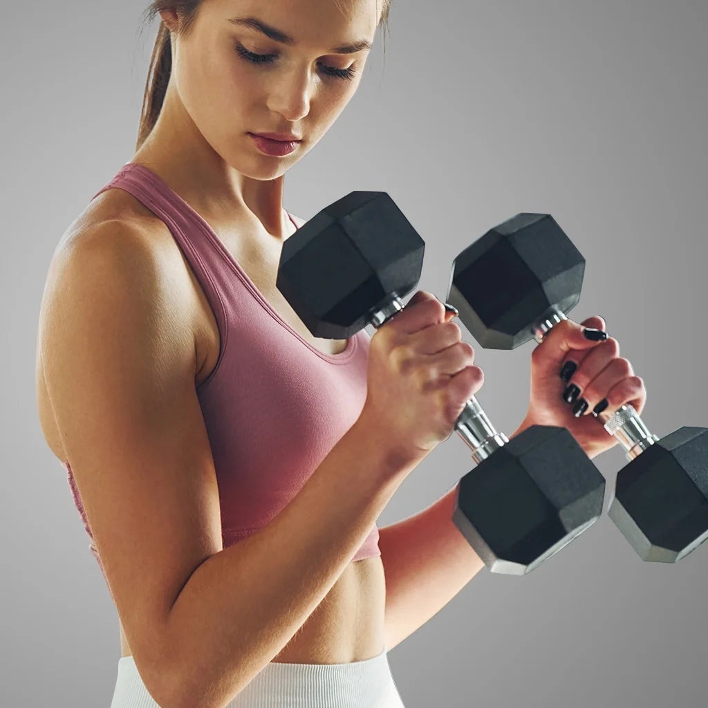 25lb Rubber Hex Dumbbell Pair S7708