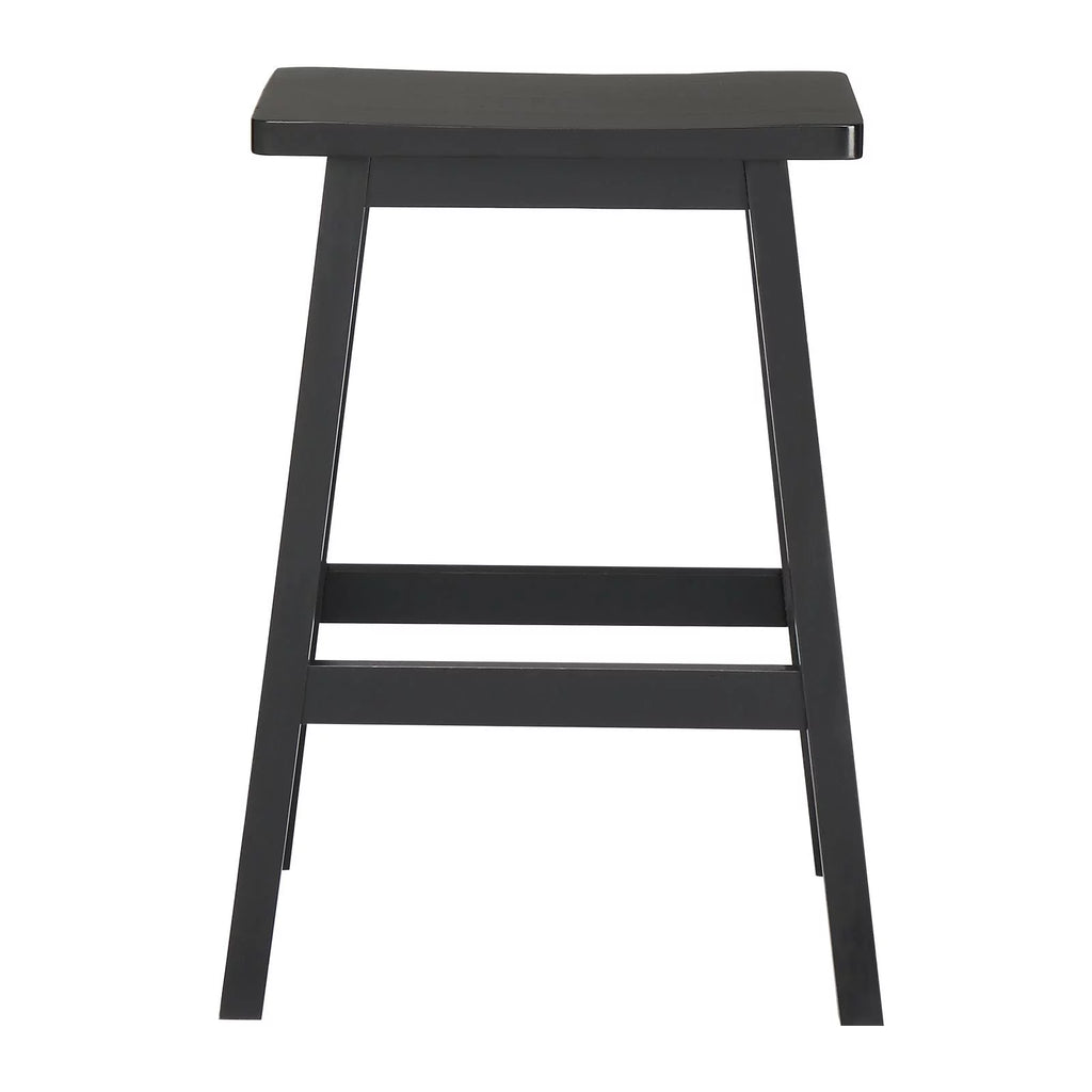 Set of 4 Black Wooden Saddle Seat Bar Stools Q4786
