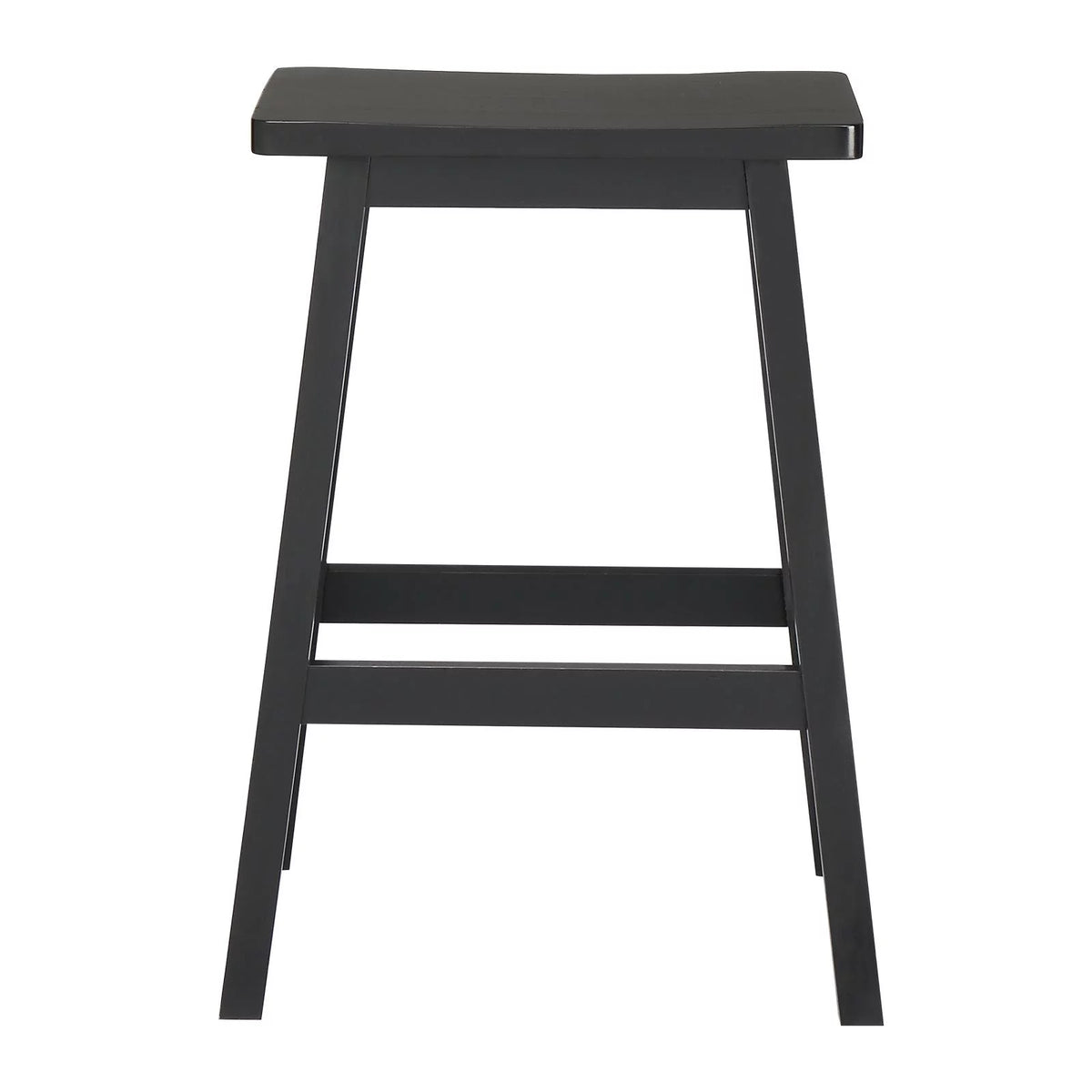 Set of 4 Black Wooden Saddle Seat Bar Stools Q4786