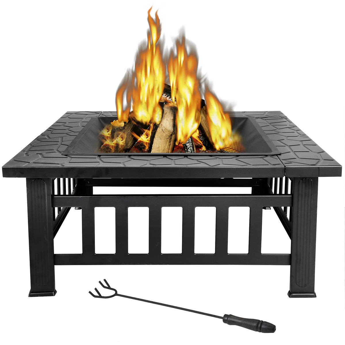 32 Outdoor Square Metal Wood Burning Fire Pit H706