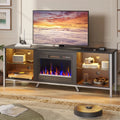 70 Electric Fireplace TV Stand with 23 Fireplace Black Marble G6093