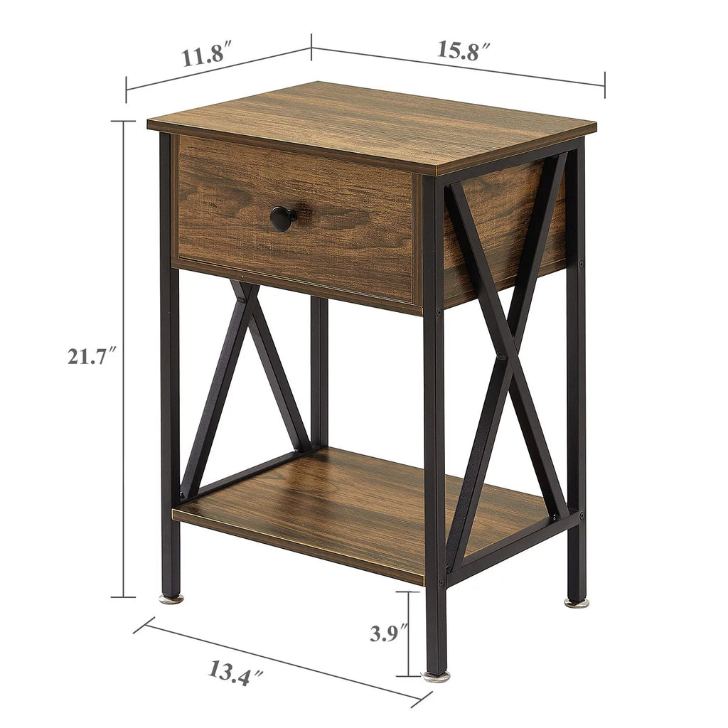 Brown Nightstand with Drawer and Storage Shelf H931983