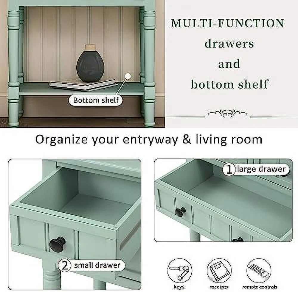Narrow Console Table with Drawers and Bottom W466