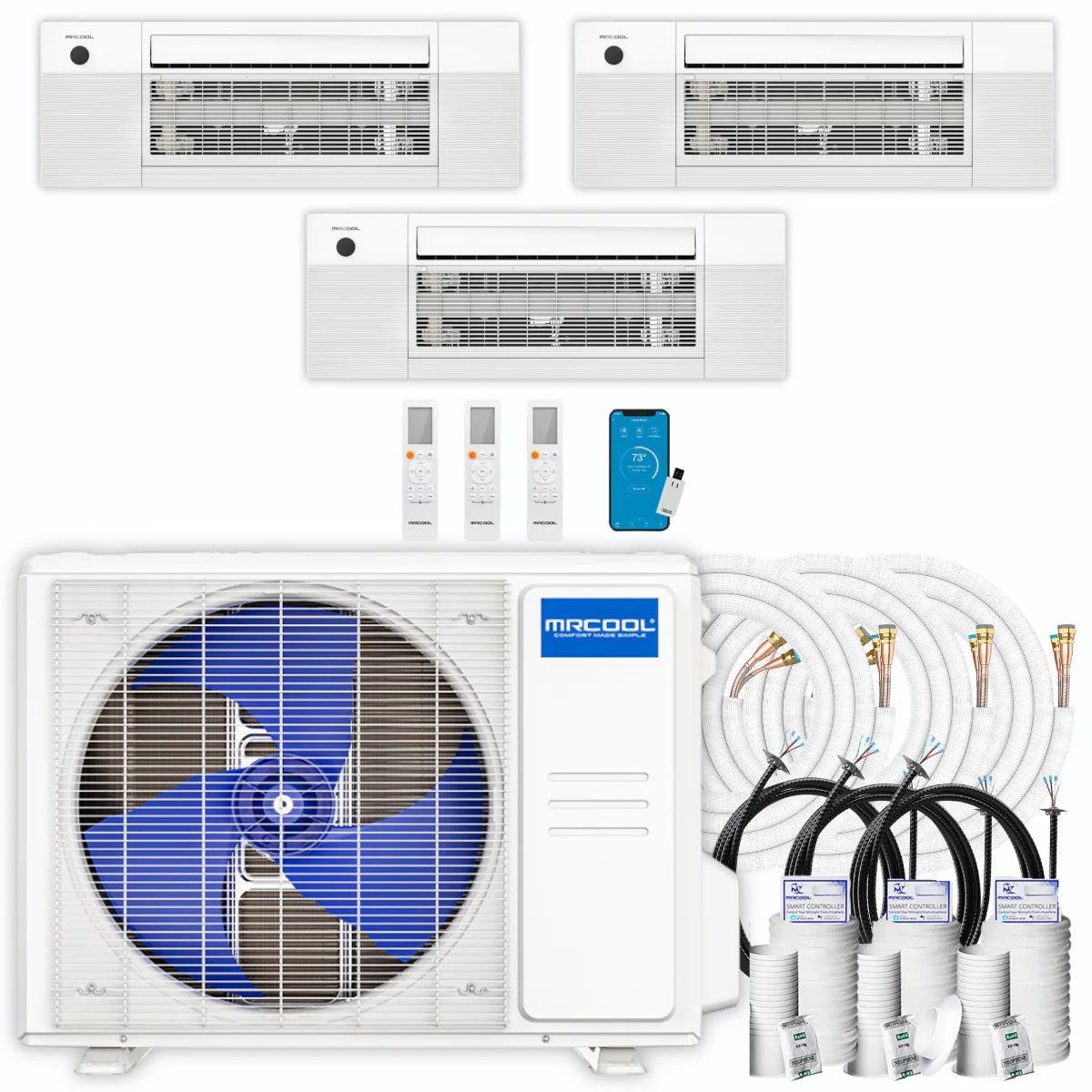27,000 BTU 3 Zone Ceiling Cassette Ductless Air Conditioner and Heat Pump A9735