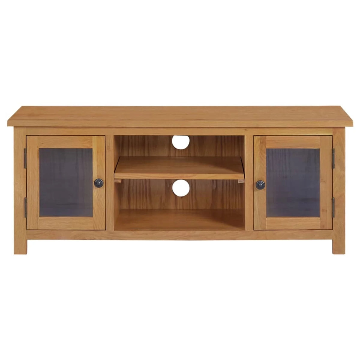 Oak Wood TV Cabinet with 2 Glass Doors B822