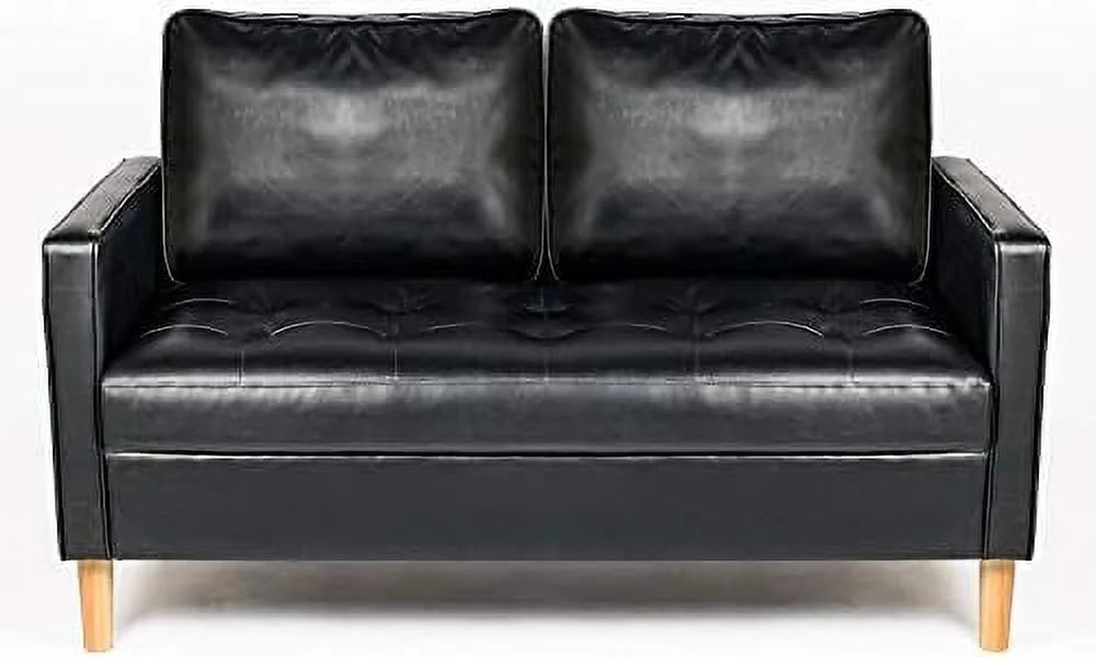 57" Black Faux Leather Loveseat H40858