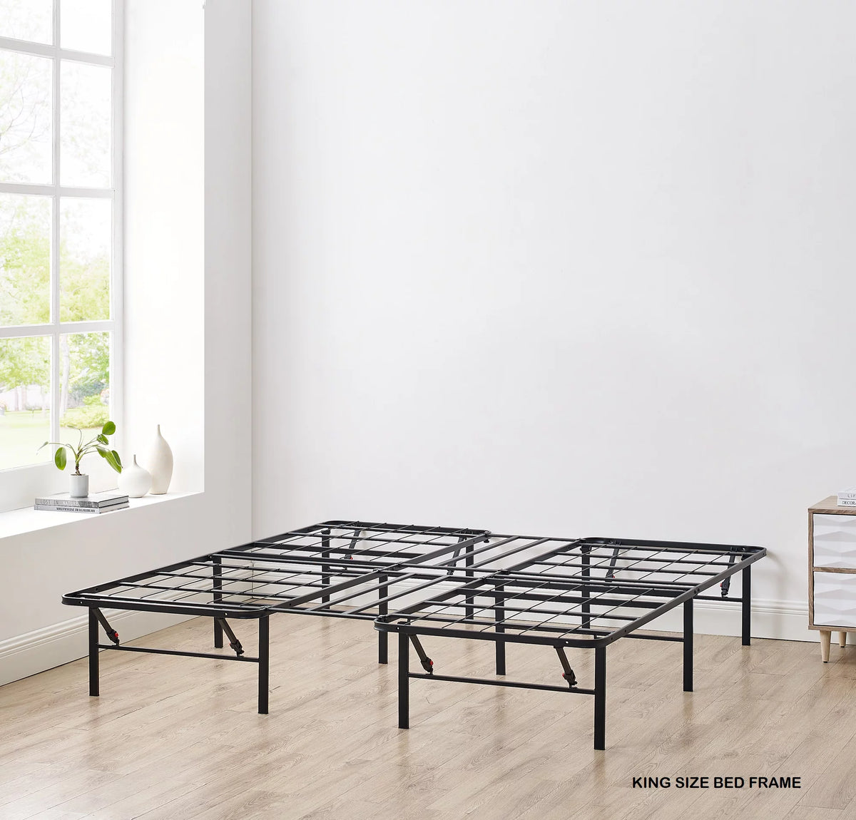 14 Convertible High Platform Metal Bed Frame, Twin/Full, Black G877