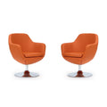 Orange and Polished Chrome Faux Leather Swivel Accent Chair Set of 2 Y433561
