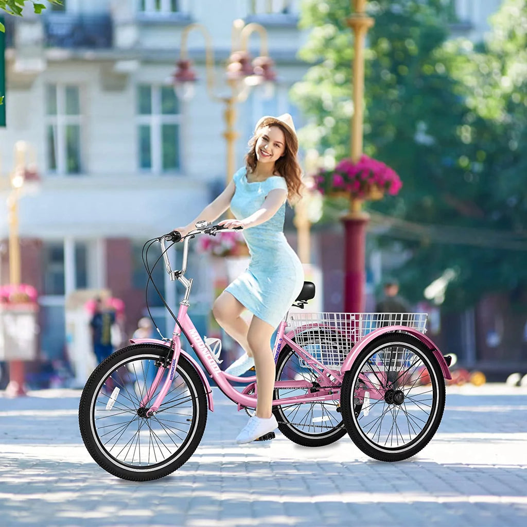 24 26 inch 7 Speed Adult Tricycle with Rear Basket O798395