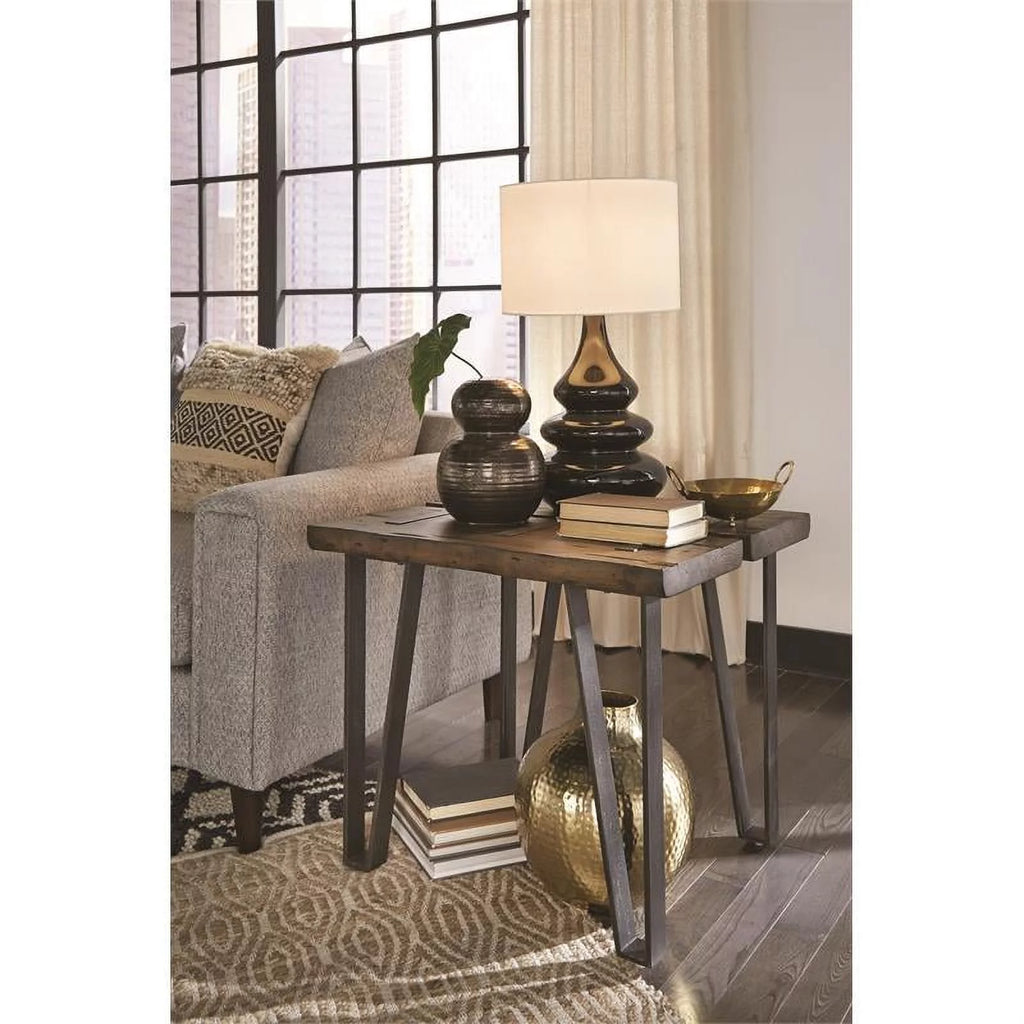 Set of 2 Metal and Wood End Table S361041