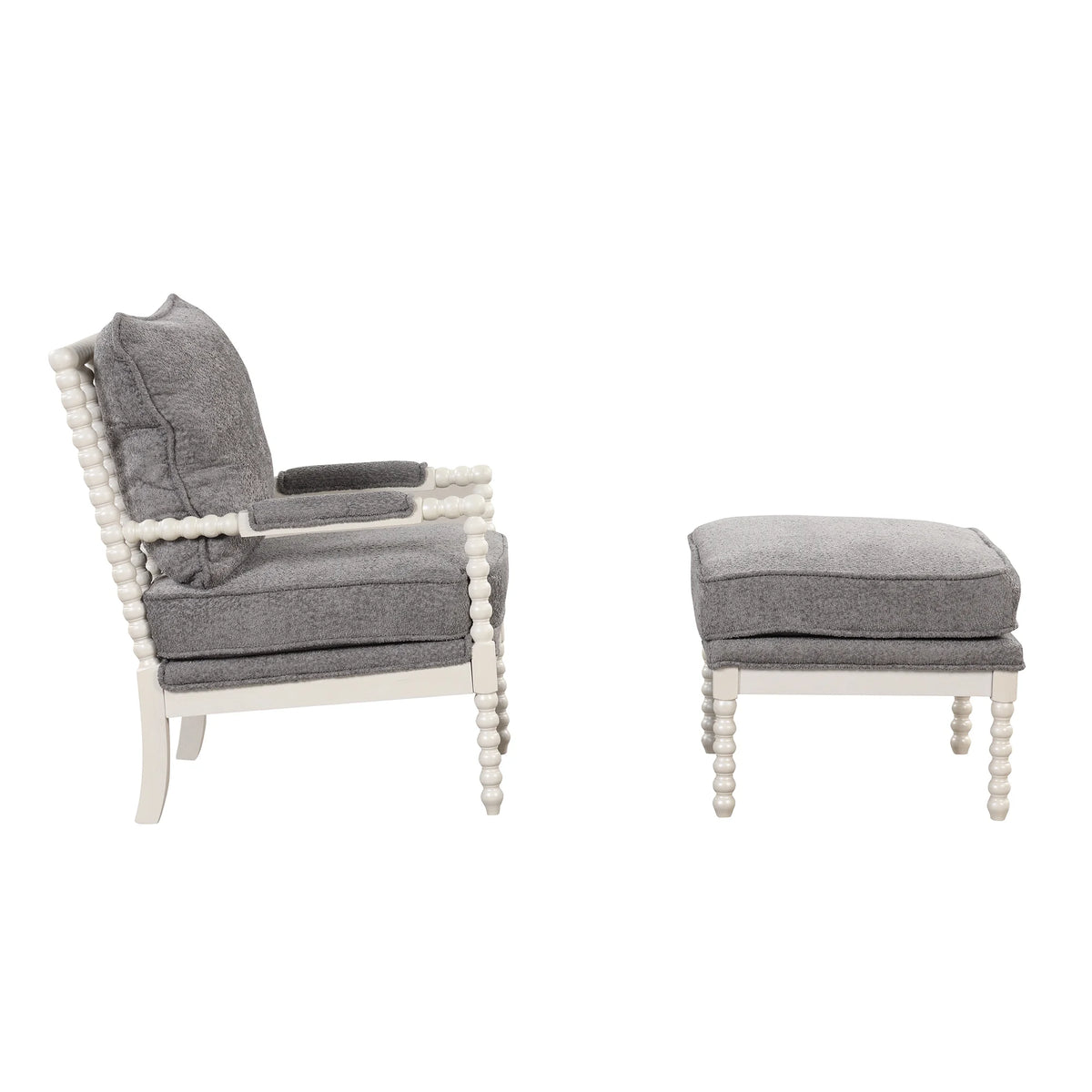 Velvet Accent Chair with Ottoman D95472