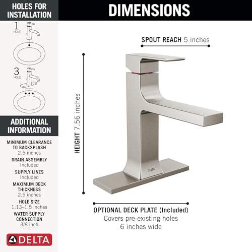 Matte Black 1 Hole Bathroom Faucet with Push-Pop Drain U976