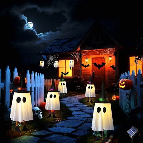 Solar Powerd Halloween Ghost Decorations Outdoor, Set of 3 Light Up Ghosts R30623