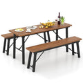 Foldable 59 Inches Narrow Outdoor Dining Table with Benches Q1041