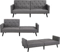 Espresso Faux Leather Tufted Convertible Sofa Bed V94270
