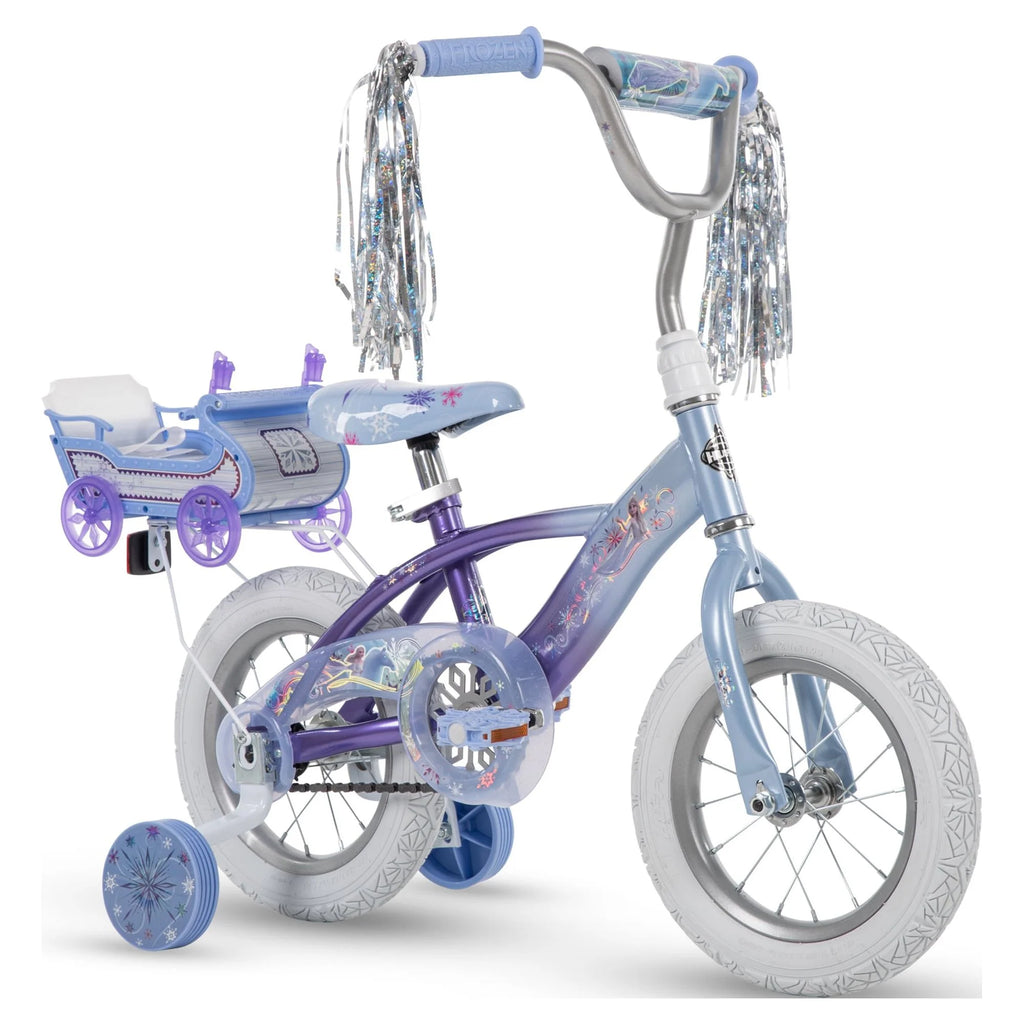 12 in. Bike with Doll Carrier Sleigh, White and Purple E87295