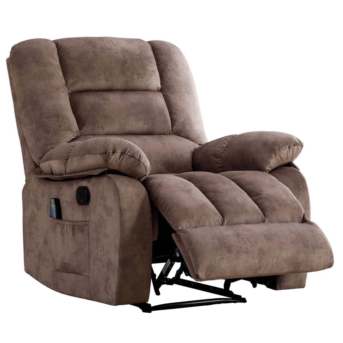 Gray Fabric Manual Recliner with Massage and Heat A666