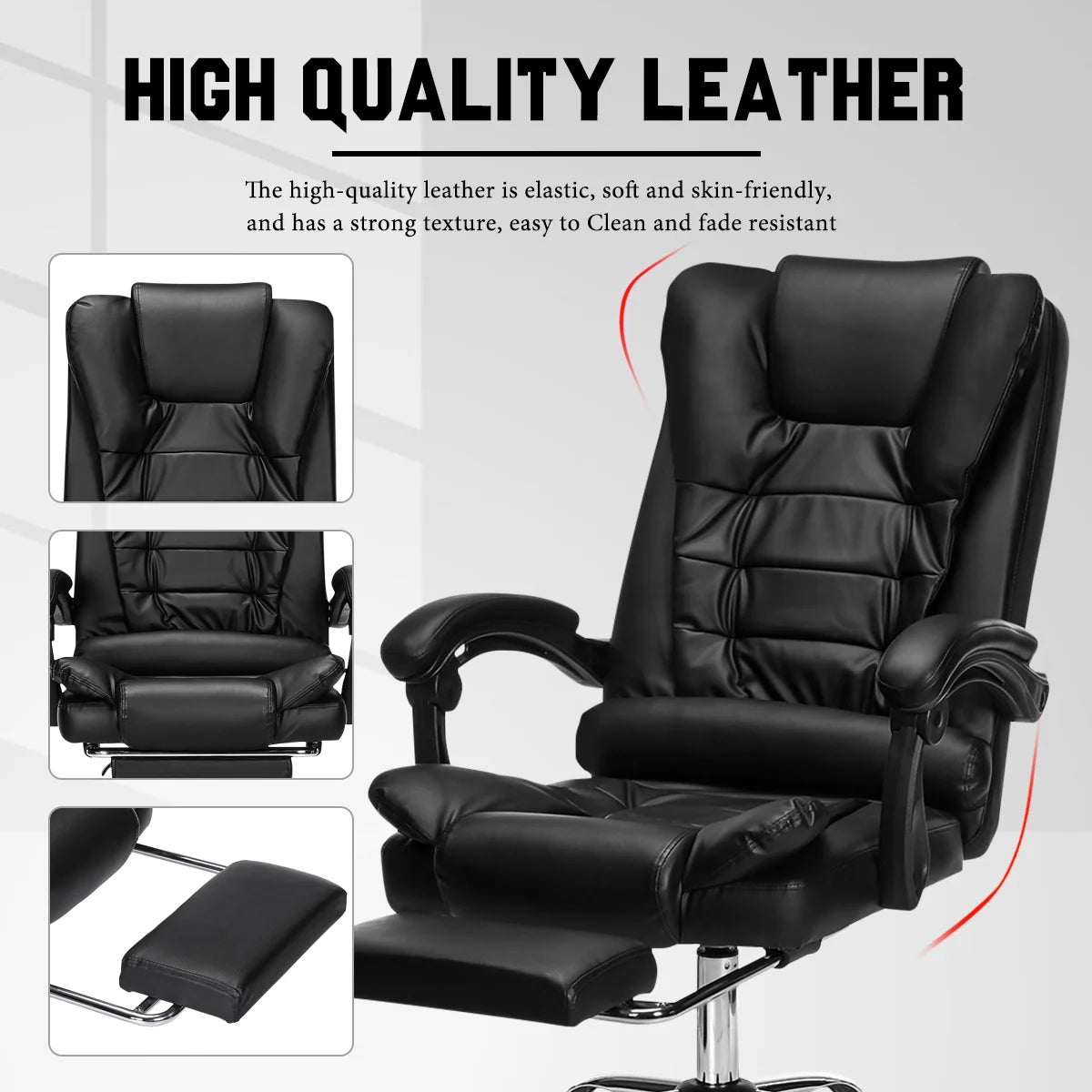 Ergonomic Faux Leather High Back Office Chair with Lumbar Support K55214