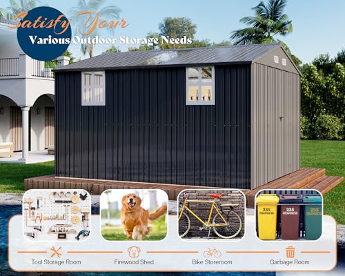Galvanized Steel Storage Shed with Skylight Panels R2893