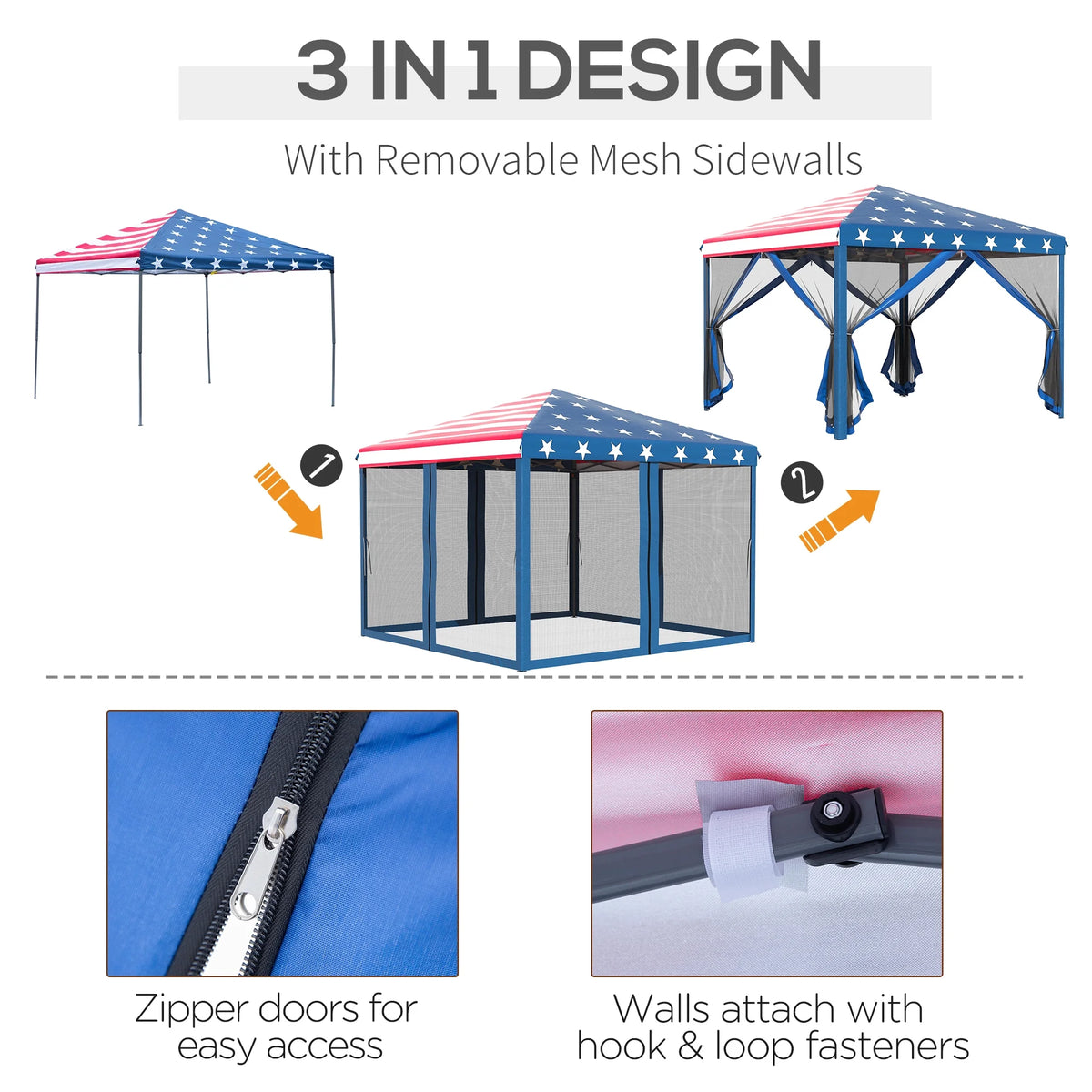 10' x 10' Pop Up Canopy Tent with Netting Y43970