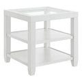 White Wood and Glass Top End Table with Shelves X42696